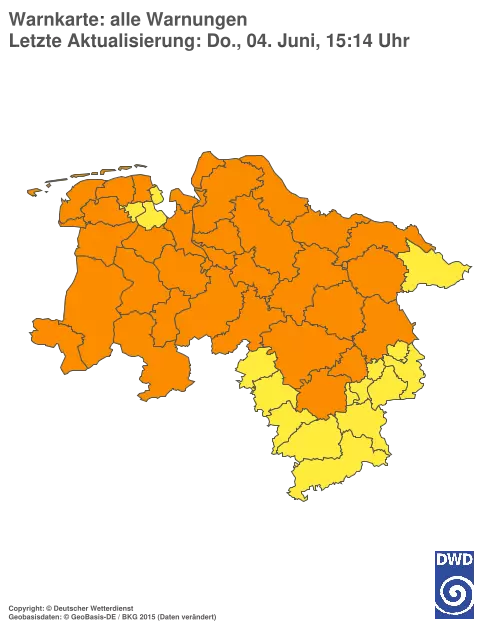 Aktuelle Wetterwarnungen für  Hildesheim