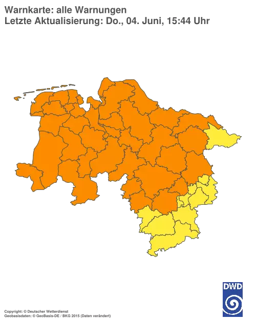 Aktuelle Wetterwarnungen für  Hildesheim